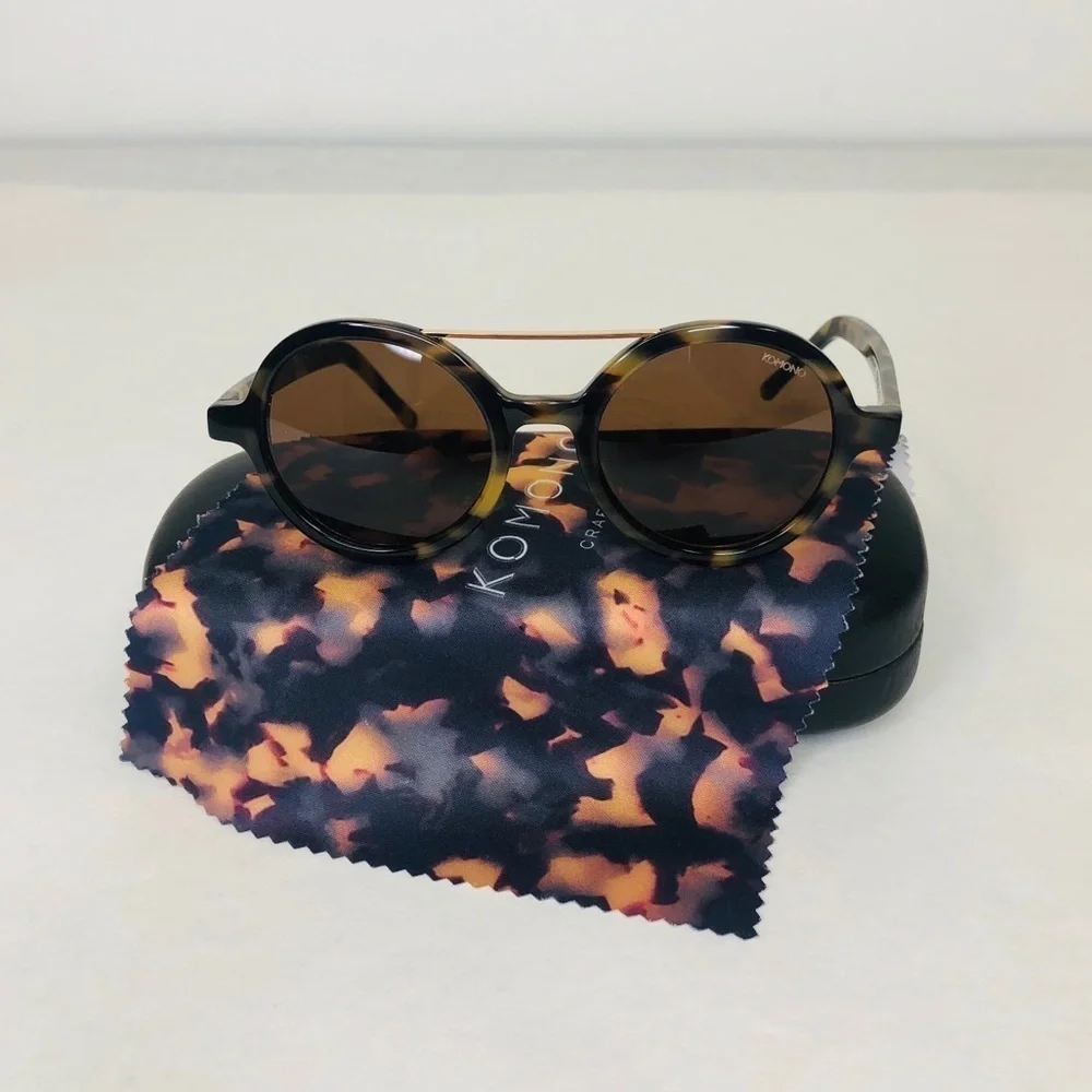 Vivien Tortoise Demi KOMONO Sunglasses 🕶 round brown gold - Picture 5 of 10